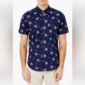 Ben Sherman Short Sleeve Button Down Digital Floral Print Shirt Sz S NEW‎